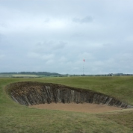 The view of the 3rd green from the left-hand side, showing one of five bunkers that guard the putting surface.