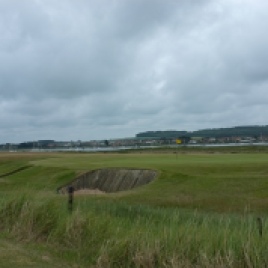 The view from in front of the 11th tees - looking back to the south-east at the 10th green.